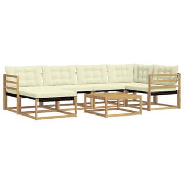 Vidaxl Zunanja garnitura za sedenje 7 szt. Bela in krem 79 x 79 x 37 cm