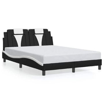 Vidaxl Posteljni okvir brez vzmetnice Viana črn in bel 140x190 cm umetno usnje