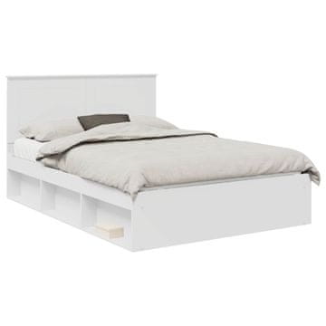 Vidaxl Konstrukcija postelje Bela 160 x 200 cm Masivno borovo les
