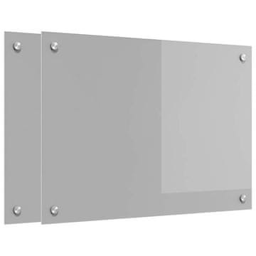 Vidaxl Kuhinjski panel 2 szt. Svetlo siva 70 x 50 cm kaljeno steklo