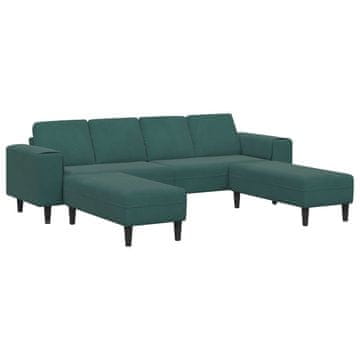 Vidaxl Dnevna soba kavč 3 szt. Temno zelena 250 x 188 x 76 cm