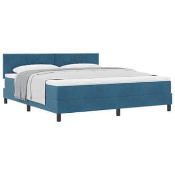 Vidaxl Postelja z vzmetnico z vzglavjem Temno modra 180 x 200 cm Žamet