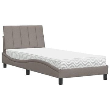 Vidaxl Postelja z vzmetnico Hanko taupe 90x200 cm blago