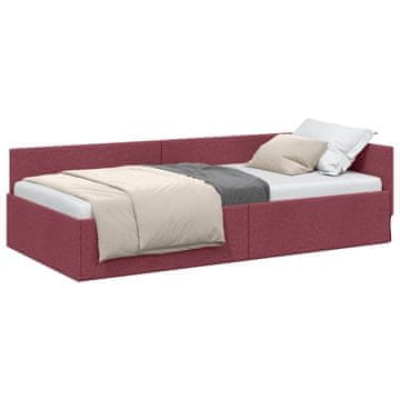 Vidaxl Kotna postelja z vzglavjem Vinorodna rdeča 90 cm x 190 cm blago