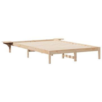 Vidaxl Posteljni okvir s stranskimi omaricami Naravna 160 x 220 cm