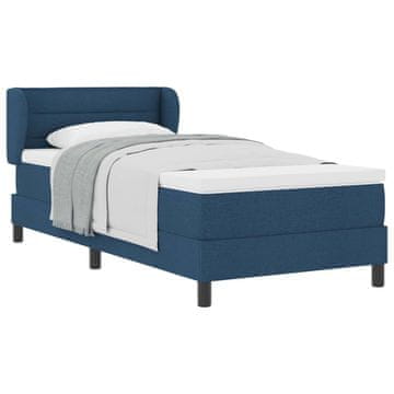 Vidaxl Postelja z vzmetnico z vzmetnico Modra 90 x 200 cm blago