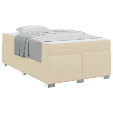 Vidaxl Konstrukcija postelje z vzmetnico krema 120 x 200 cm blago