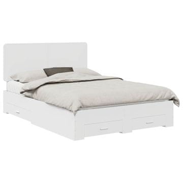 Vidaxl Konstrukcija postelje Bela 140 x 190 cm Konstruiran les