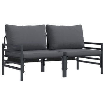 Vidaxl Zunanja Pohištvo z blazino 2 Kos Antracit 80 x 80 x 71 cm Jeklo