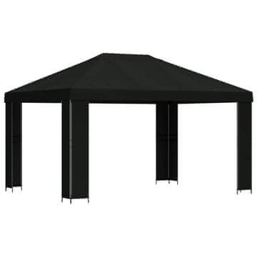 Vidaxl Paviljon 4 × 3 m Črna Poliester in jeklo 190 gsm