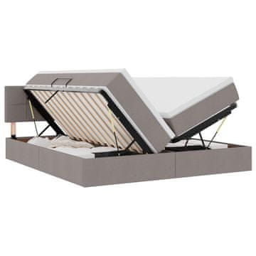 Vidaxl LED Postelja za Shranjevanje z Blazino Taupe 200 x 200 cm Blago