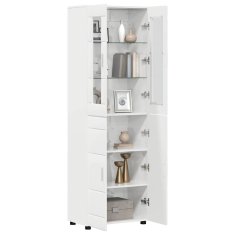 Vidaxl Visok predalnik FLORIN Visok sijaj bela 60 x 35 x 182 cm