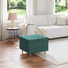 Vidaxl Ottoman s shranjevanjem Temno zelena 60 x 60 x 45 cm blago