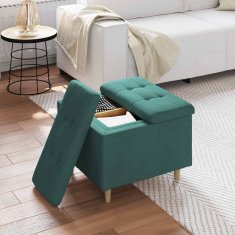Vidaxl Ottoman s shranjevanjem Temno zelena 60 x 60 x 45 cm blago