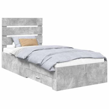 Vidaxl Konstrukcija postelje Betonsko siva 90 x 200 cm Konstruiran les