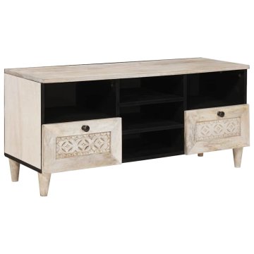 Vidaxl TV omarica Beljen bel 100 x 33 x 46 cm Masiven les manga