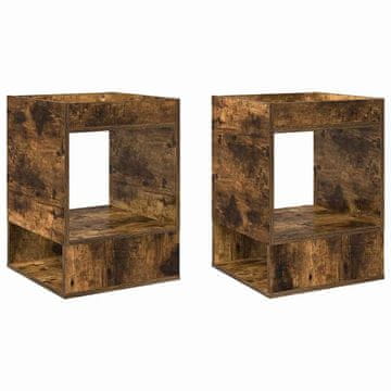 Vidaxl Stranska miza 2 szt. Dimljeni oreh 40 x 40 x 56 cm