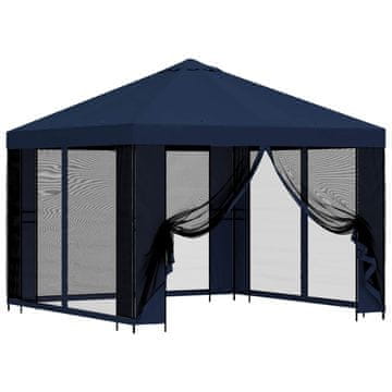 Vidaxl Vrtni gazebo s stranskimi stenami 3 x 3 m Modra