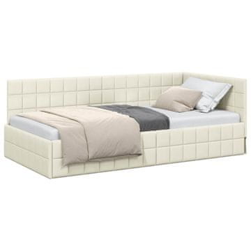 Vidaxl Kotna postelja z vzglavjem krema 100 cm x 200 cm Žamet
