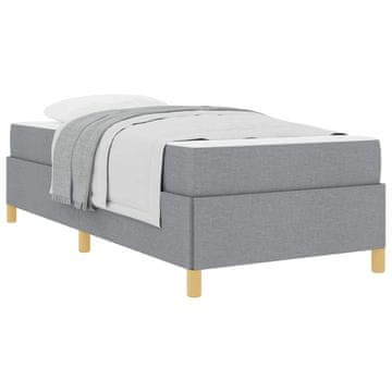 Vidaxl Konstrukcija postelje z vzmetnico Svetlo siva 90 x 190 cm blago