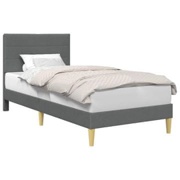 Vidaxl Konstrukcija postelje z vzglavjem Temno siva 100 x 200 cm Blago