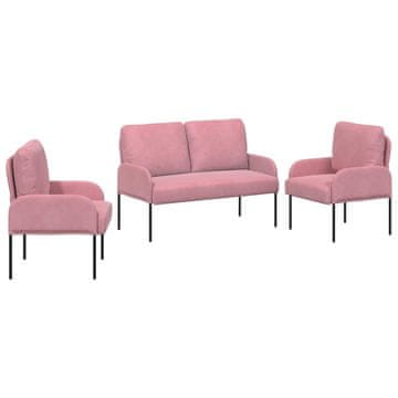 Vidaxl Sedežne garniture 3 szt. Roza 115 x 56 x 80 cm Vezani les
