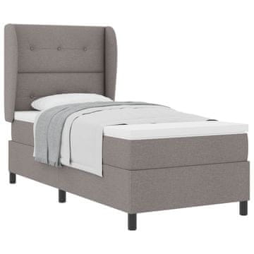 Vidaxl Postelja z vzmetnico z vzglavjem Taupe 90 x 200 cm blago