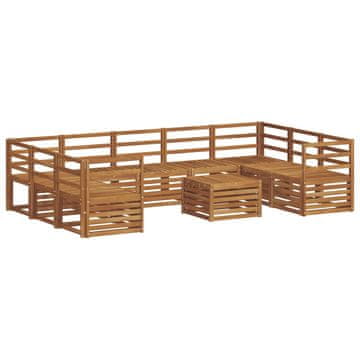 Vidaxl Sedežne garniture 10 szt. Naravna Masiven les akacije
