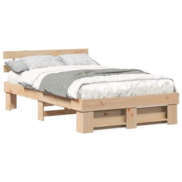 Vidaxl Konstrukcija postelje Rjava 135 x 190 cm Masivno borovo les