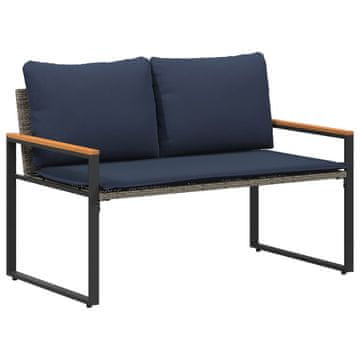 Vidaxl klop z blazino Siva in mornarsko modra 115 x 65 x 72 cm Ratan