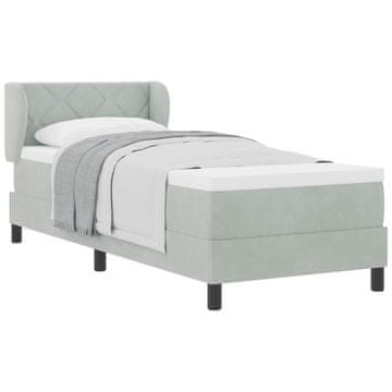 Vidaxl Postelja z vzmetnico z vzglavjem Svetlo siva 80 x 200 cm Žamet