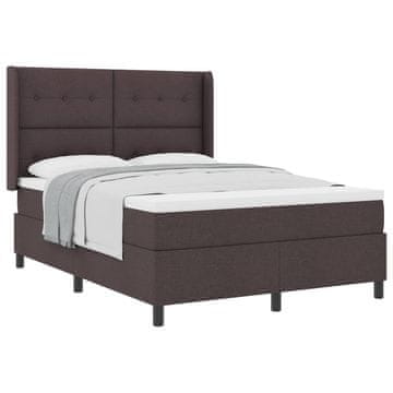 Vidaxl Postelja z vzmetnico z blazino Temno rjava 200 x 140 cm blago