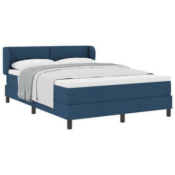 Vidaxl Postelja z vzmetnico z vzglavjem Modra 140 x 200 cm blago