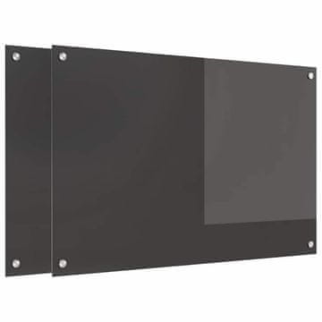 Vidaxl Kuhinjski panel 2 szt. Temno siva 90 x 60 cm kaljeno steklo