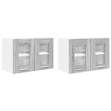 Vidaxl Viseča omarica z vrati 2 szt. Siva Sonoma 60 x 31 x 40 cm