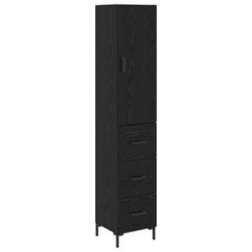 Vidaxl Visok predalnik s predalom Črna Orehovina 34,5 x 34 x 180 cm