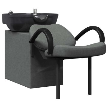 Vidaxl Stolica za šampon Temno siva in črna 136 x 60 x 92 cm blago