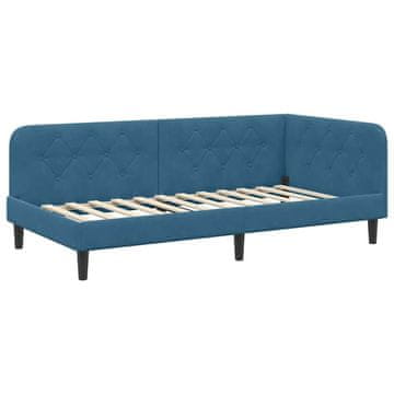 Vidaxl Kotna postelja Modra 100 x 200 cm Žamet