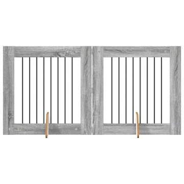 Vidaxl Vrata za pse z stojali 2 szt. Siva Sonoma 80 x 80 cm