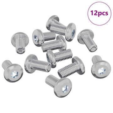Vidaxl Zaklepni vijak Enobarvno 12 szt. srebrna M6 x 12 mm Jeklo