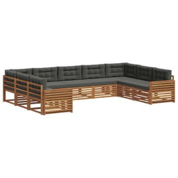 Vidaxl Zunanja garnitura za sedenje 9 szt. Naravna in antracitna