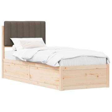 Vidaxl Posteljni okvir z oblazinjenim vzglavjem Taupe 80 x 200 cm