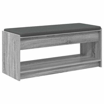 Vidaxl Haldna klop z blazino s polico Siva Sonoma 103 x 38 x 45 cm