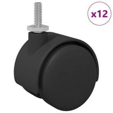 Vidaxl Kolesci 12 szt. Črna 40,1 x 37,8 mm PP in železo