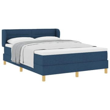 Vidaxl Postelja z vzmetnico z vzmetnico Modra 160 x 200 cm blago