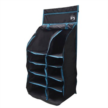 Vidaxl Obesni organizator šotorov 10 žepov Črna 40,5 x 25 x 80 cm