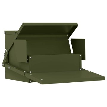 Vidaxl Hranilka za piške s pedali Olivno zelena 50 x 40 x 29 cm 2 kg