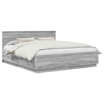 Vidaxl Konstrukcija postelje Siva Sonoma 180 x 200 cm Inženirski les