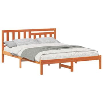 Vidaxl Konstrukcija postelje z vzglavjem Voskast rjav 140 x 200 cm