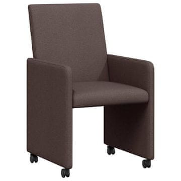 Vidaxl Jedilni stoli s kolesi 2 szt. Temno rjava 57 x 66 x 94 cm blago